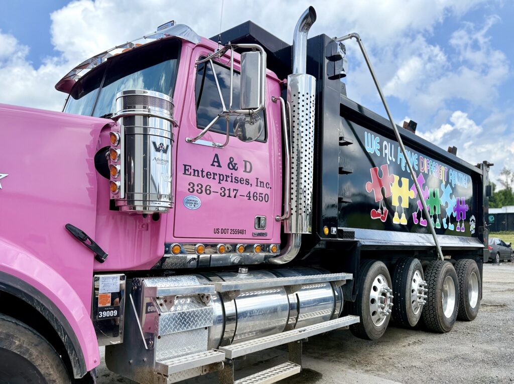 pink dump truck