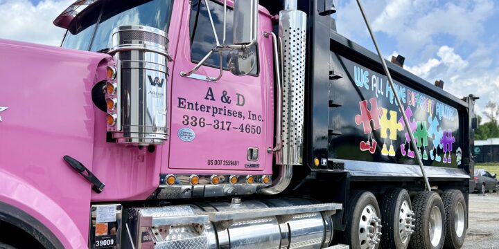 A&D’s Pink Dump Truck Rolls Out a New Look in Support of Autism Awareness